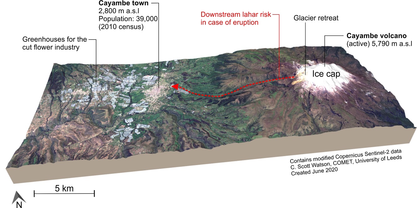 3D model of Cayambe Volcano and ice cap